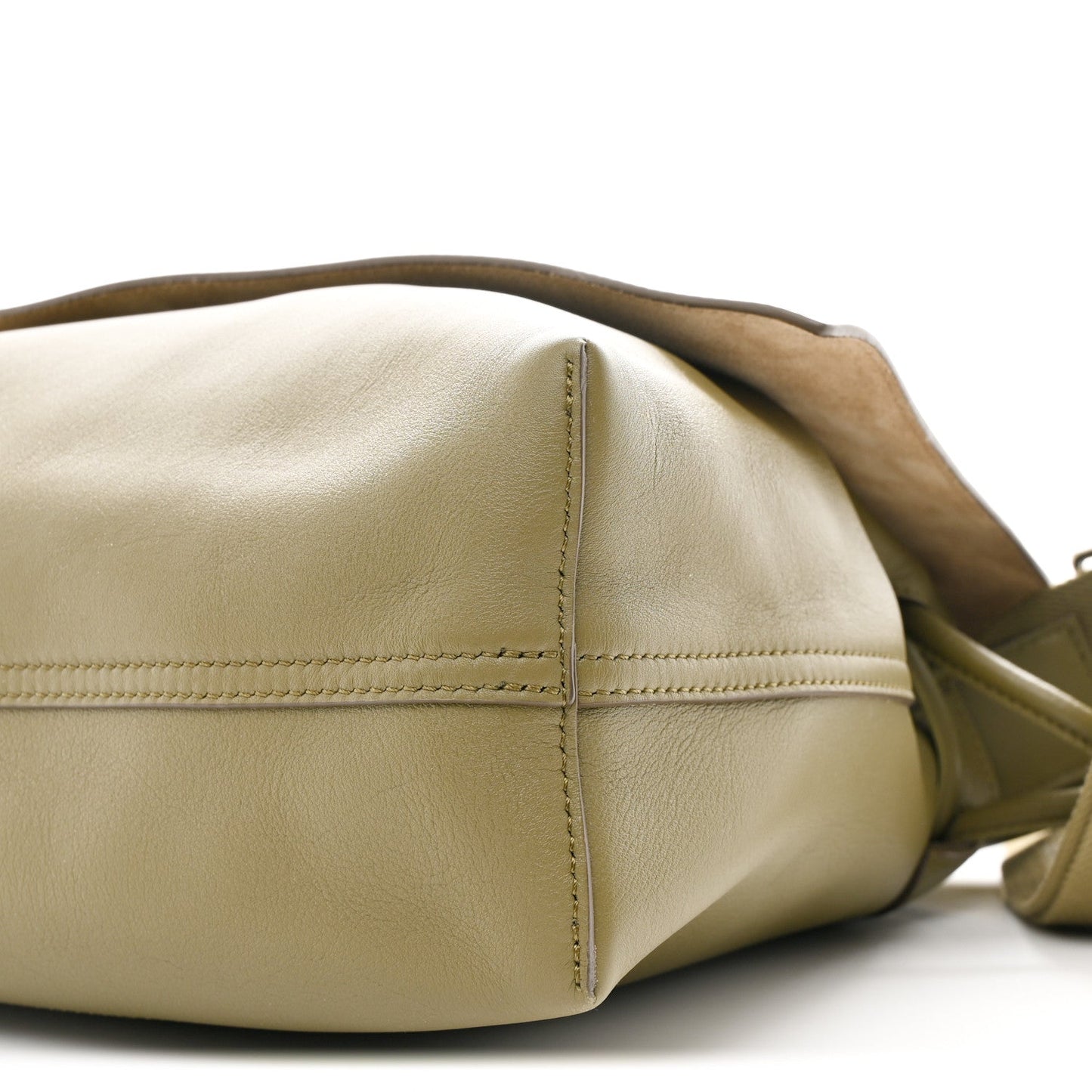 Shiny Supple Calfskin Flamenco Satchel Olive