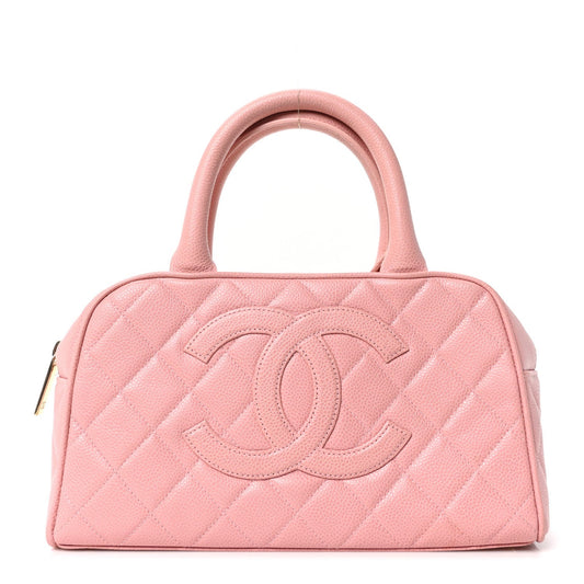 Caviar Quilted Small Bowler Pink