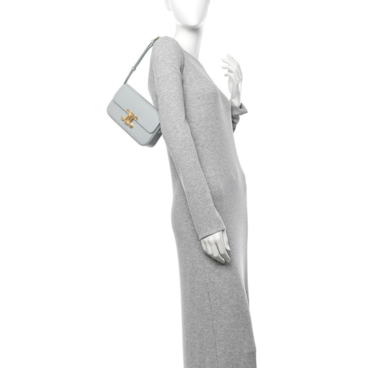 Natural Calfskin Triomphe Shoulder Bag Ice Blue