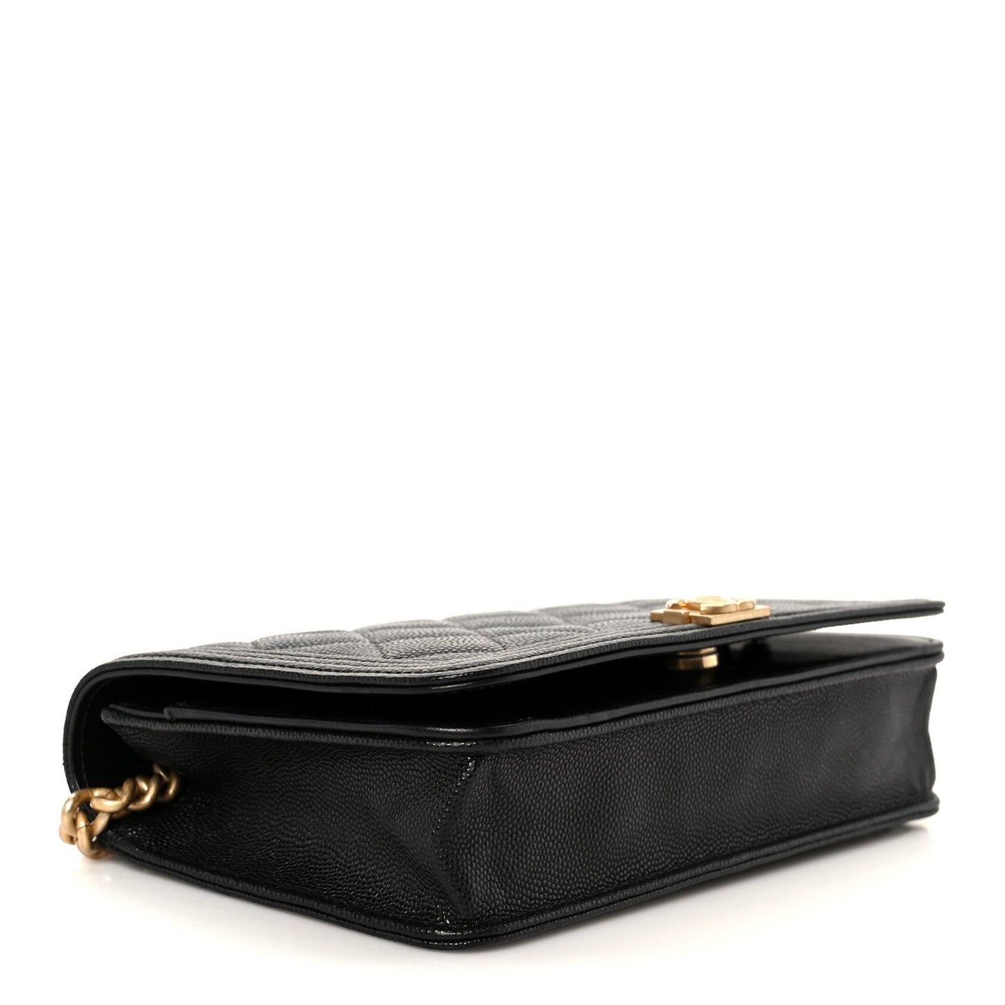 Caviar Quilted Boy Wallet On Chain WOC Black