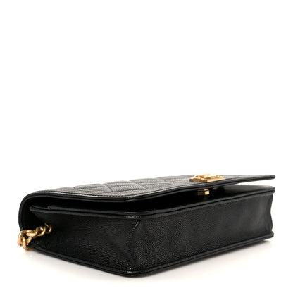 Caviar Quilted Boy Wallet On Chain WOC Black