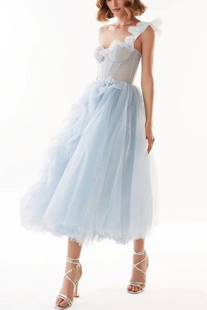 Vestido de malla de corte entallado, vestido de princesa para banquete.