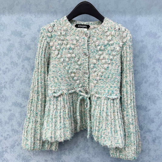 CC 2025 Jacket With Drawstring Waist Blue Pink Wool 325853