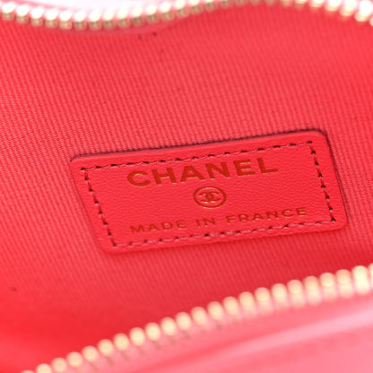 Lambskin Quilted CC In Love Heart Clutch With Chain Pink