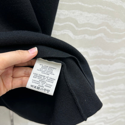 The Row High-End Wool Short-Sleeved Dress With a Ribbon Scarf Black Wool 304588
