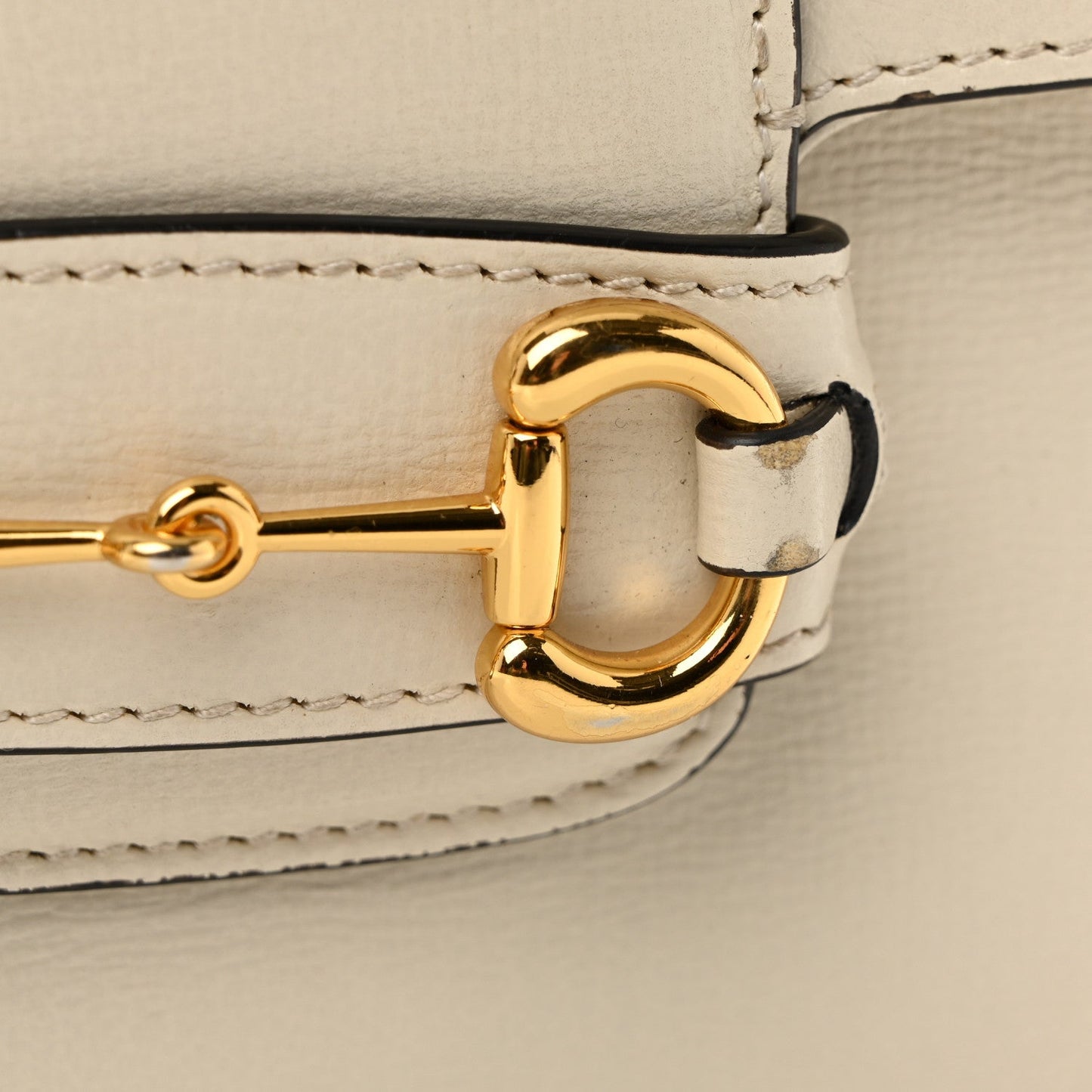 Azalea Calfskin Web Mini Horsebit 1955 Shoulder Bag Mystic White