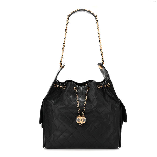 Caviar Quilted Medium Chanel 25 Handbag Black