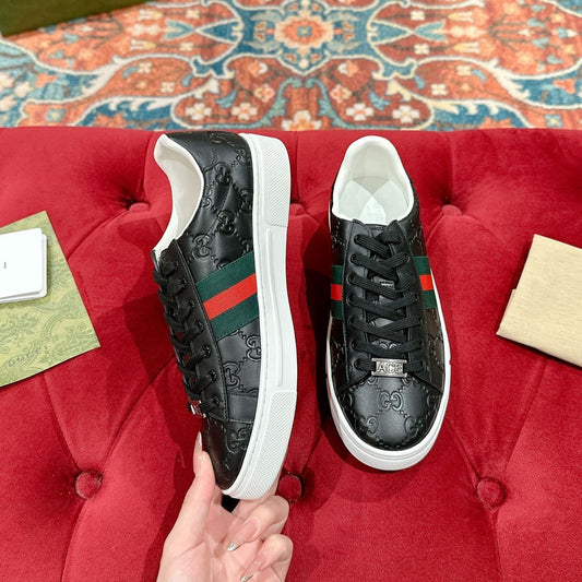 GG Ace Sneaker Black Monogram Empreinte Calfskin