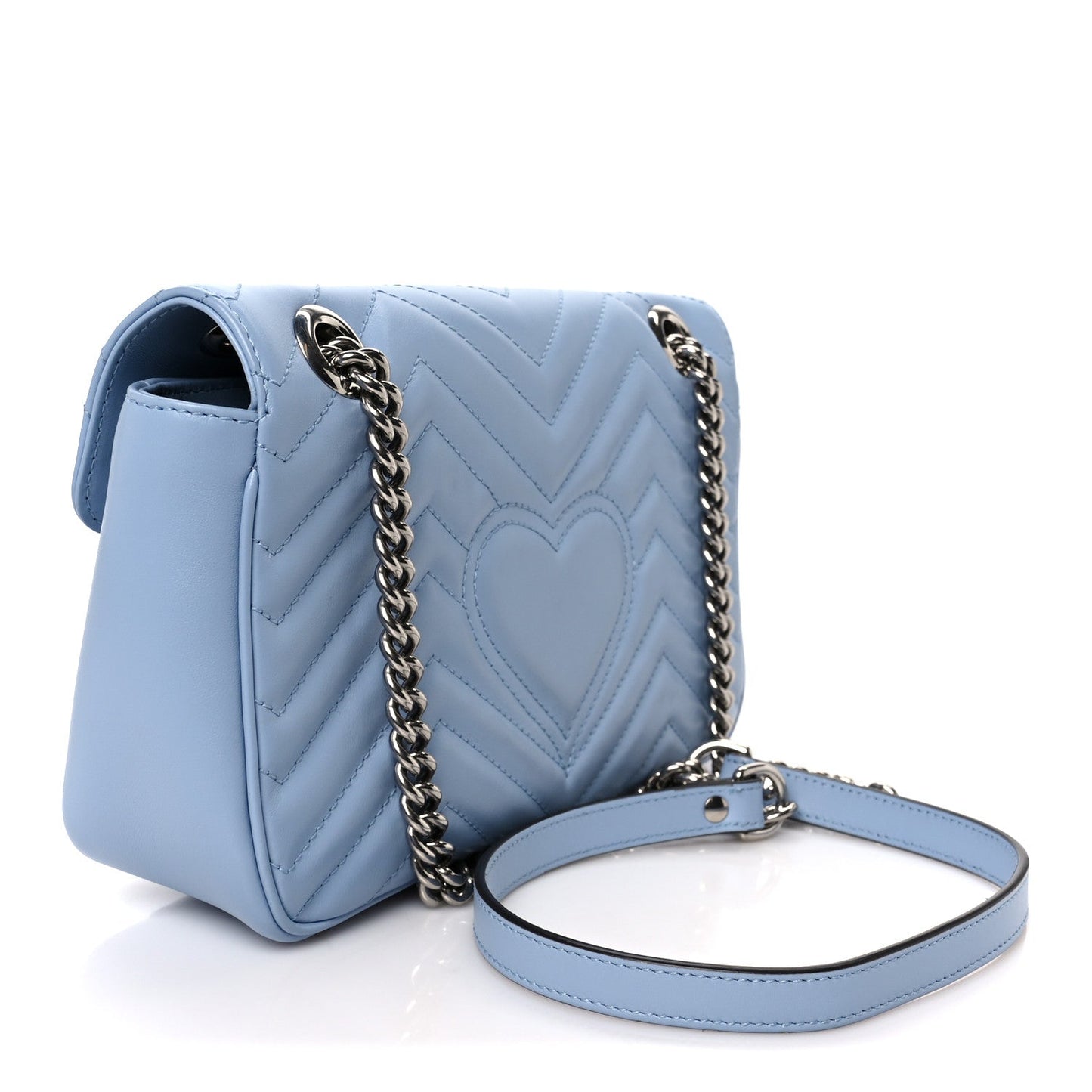Calfskin Matelasse Small GG Marmont Shoulder Bag Porcelain Light Blue