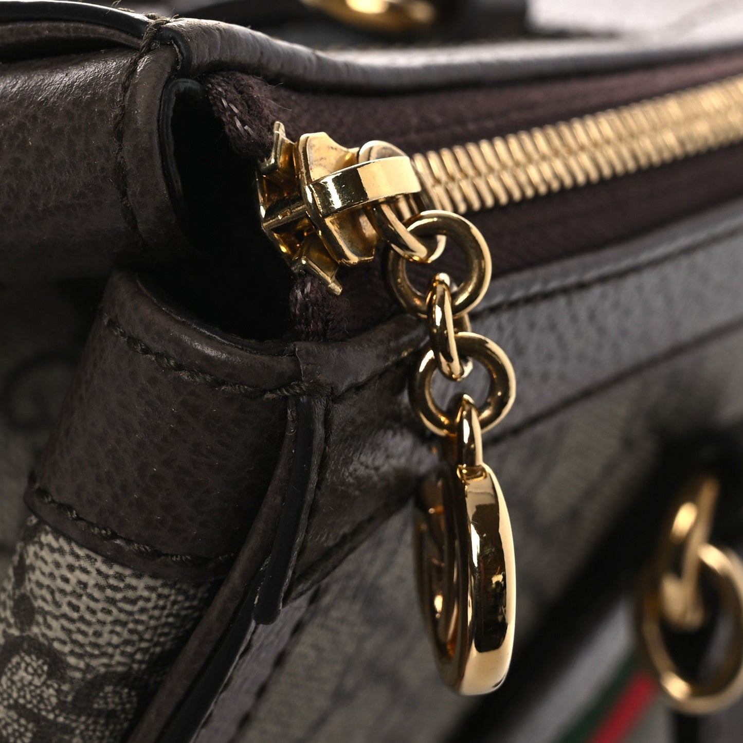 GG Supreme Monogram Web Medium Ophidia Tote Bag Brown