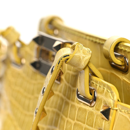 Crocodile Small Rockstud Tote Jonquill