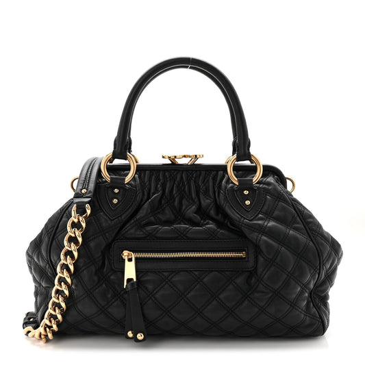 Calfskin Quilted Stam Black