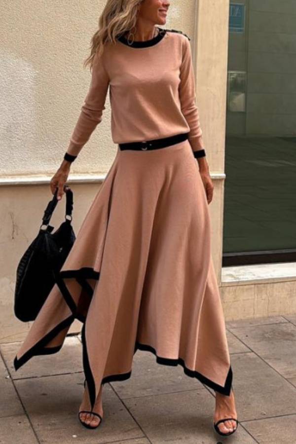 Conjunto de dos piezas de falda y manga larga