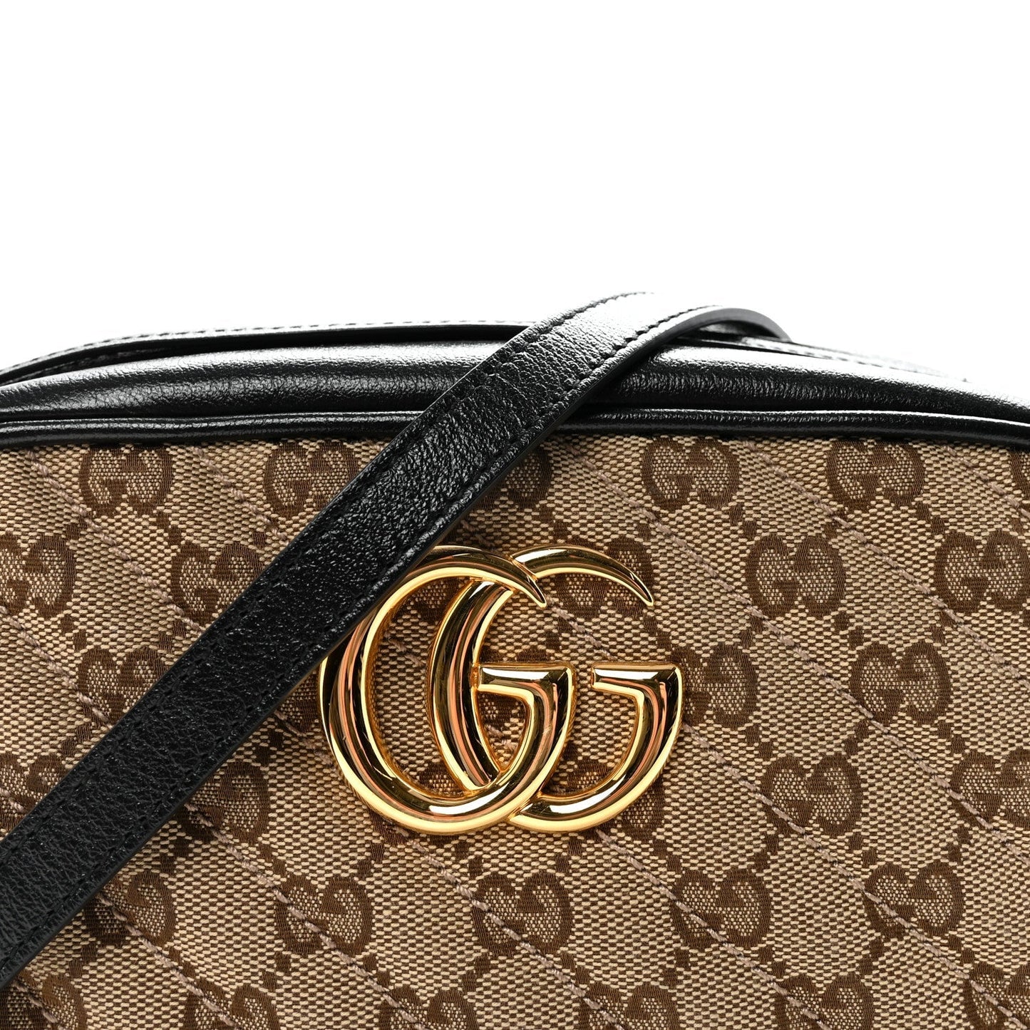 Monogram Matelasse Diagonal Small GG Marmont Chain Shoulder Bag Beige Black