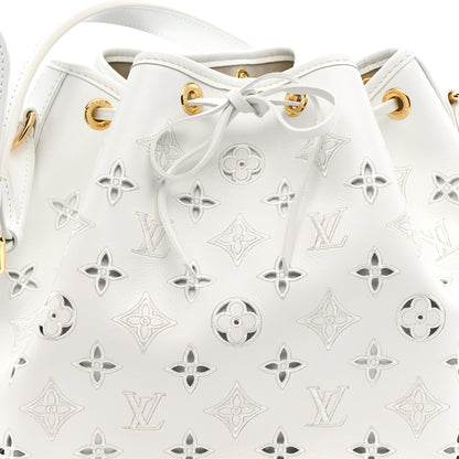 Calfskin Monogram Cutout Petit Noe White
