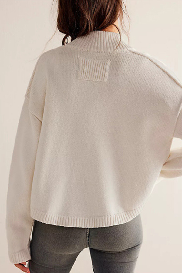 Chaqueta de punto con cuello alto y cárdigan de color liso