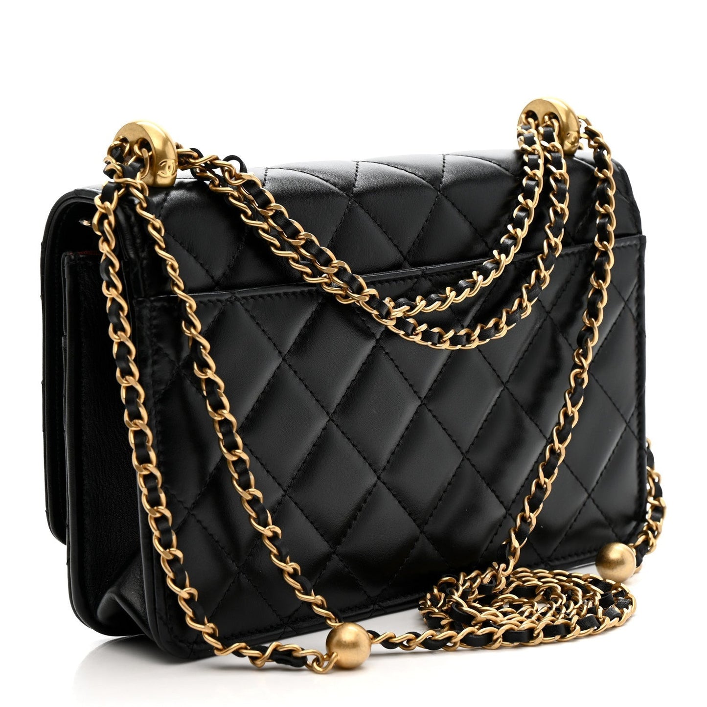 Calfskin Quilted Perfect Fit Wallet On Chain WOC Black