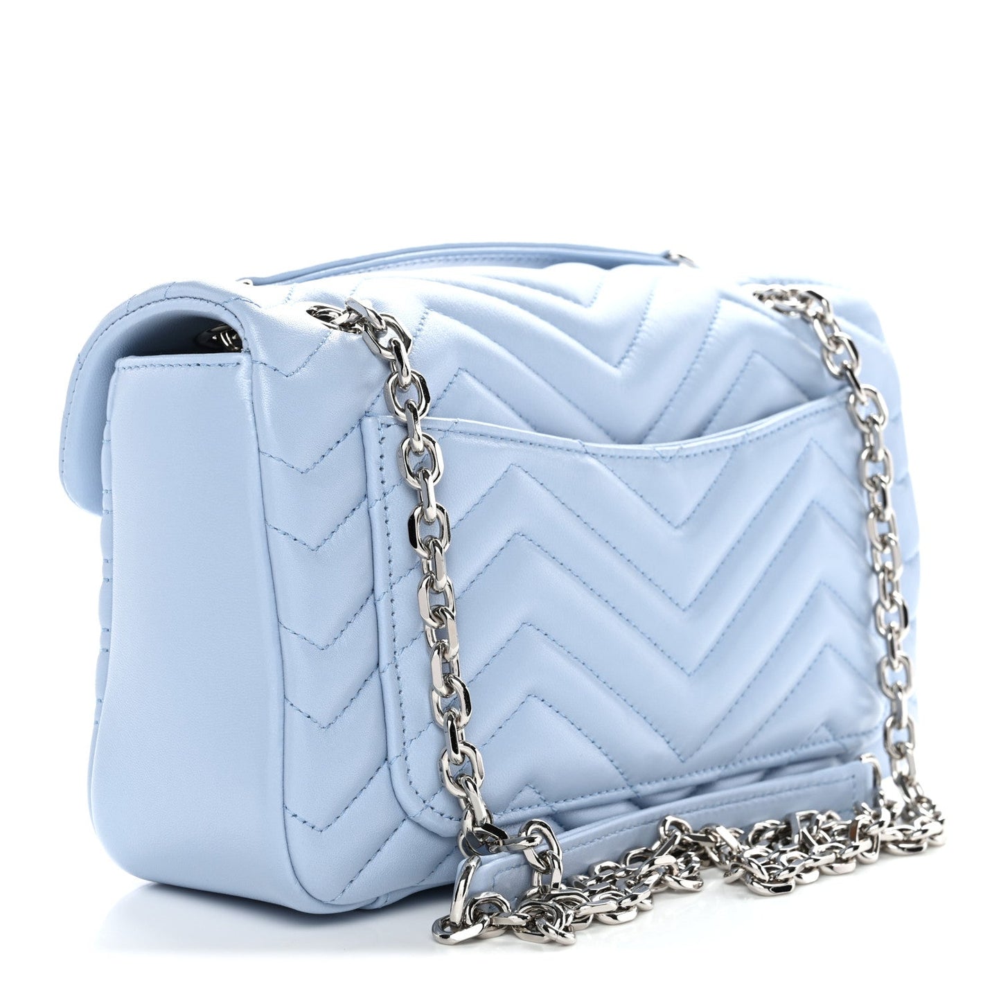 Lambskin Matelasse Medium GG Marmont Shoulder Bag  Light Blue