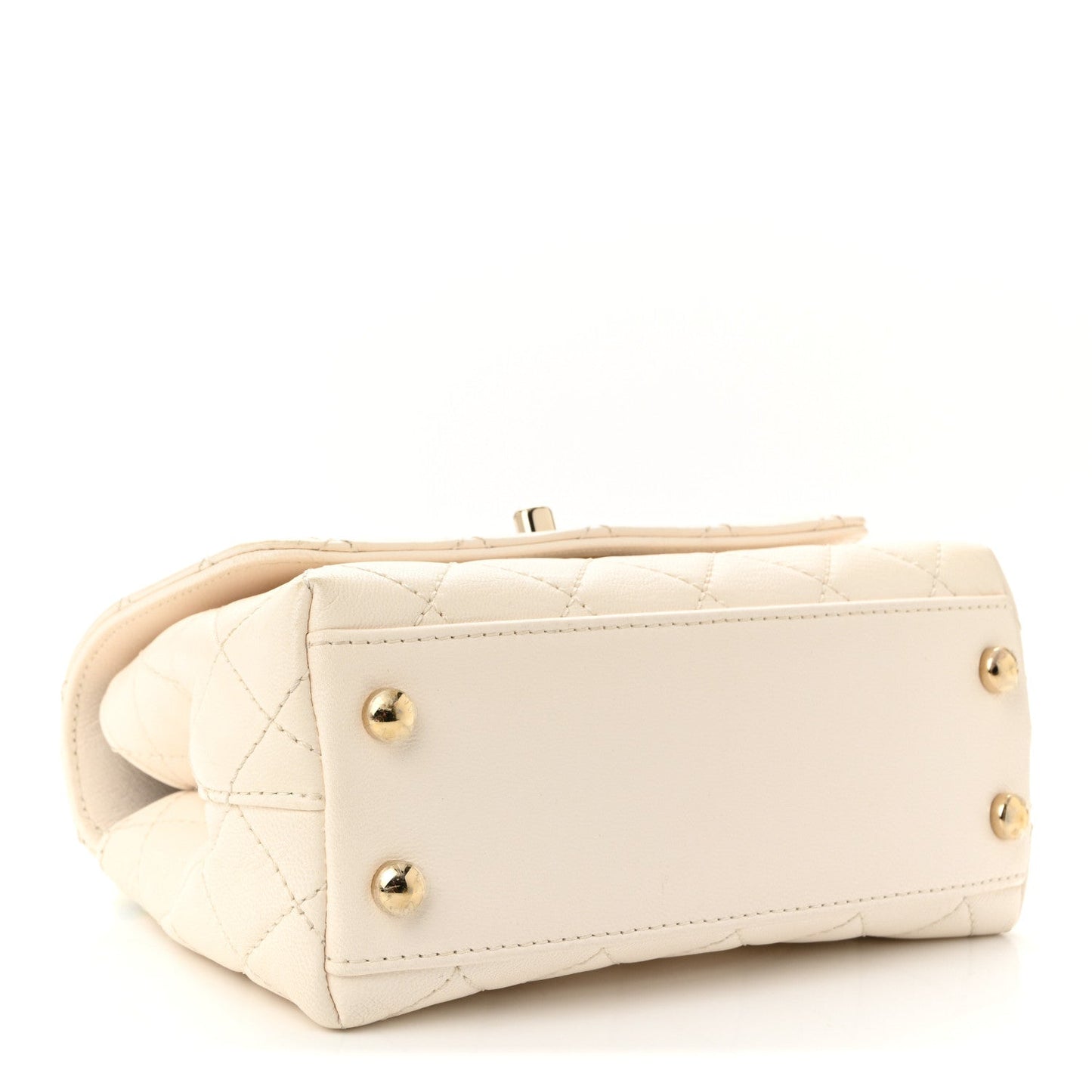 Goatskin Quilted Extra Mini Rainbow Coco Handle Flap White