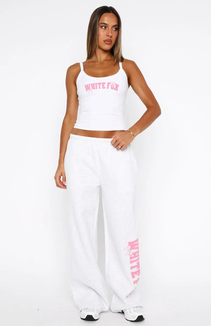 Daydreamers Madeline Wide Leg Sweatpants Grey Marle