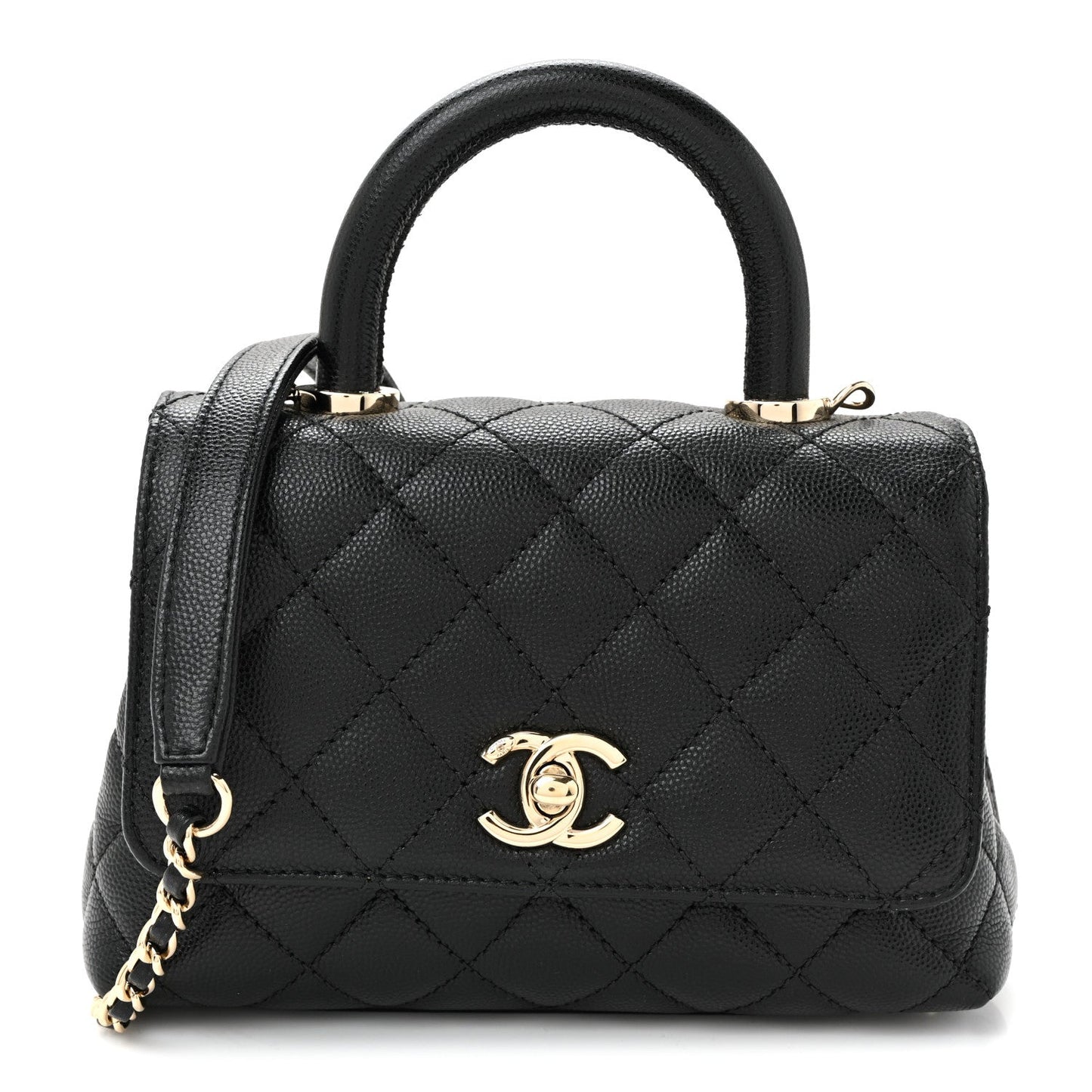 Caviar Quilted Extra Mini Coco Handle Flap Black