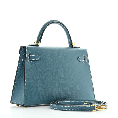 Epsom Mini Kelly Sellier 20 New Blue Jean