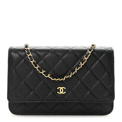 Caviar Quilted Wallet On Chain WOC Black