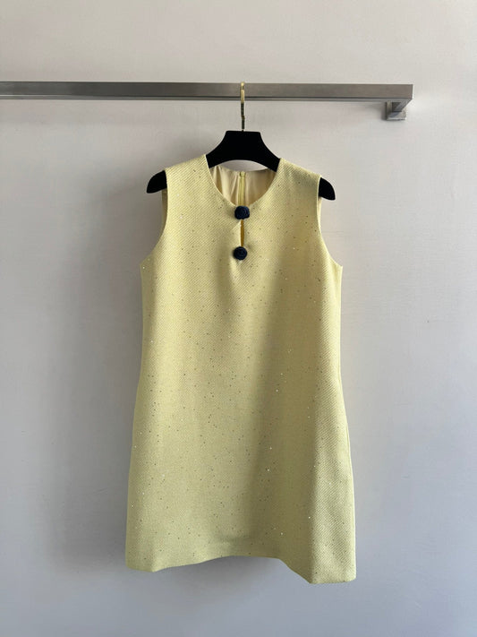 CC Sleeveless Dress Light Yellow Viscose Silk Wool 352986