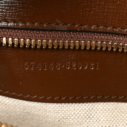 GG Supreme Monogram Azalea Calfskin Medium Retro Interlocking G Tote Bag Beige Ebony Brown Sugar