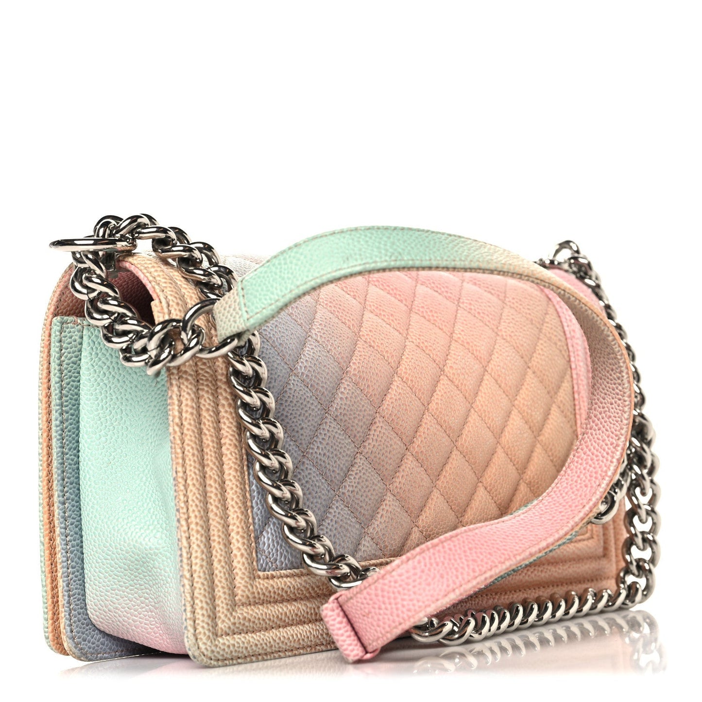 Caviar Quilted Medium Cuba Rainbow Boy Flap Pink Multicolor