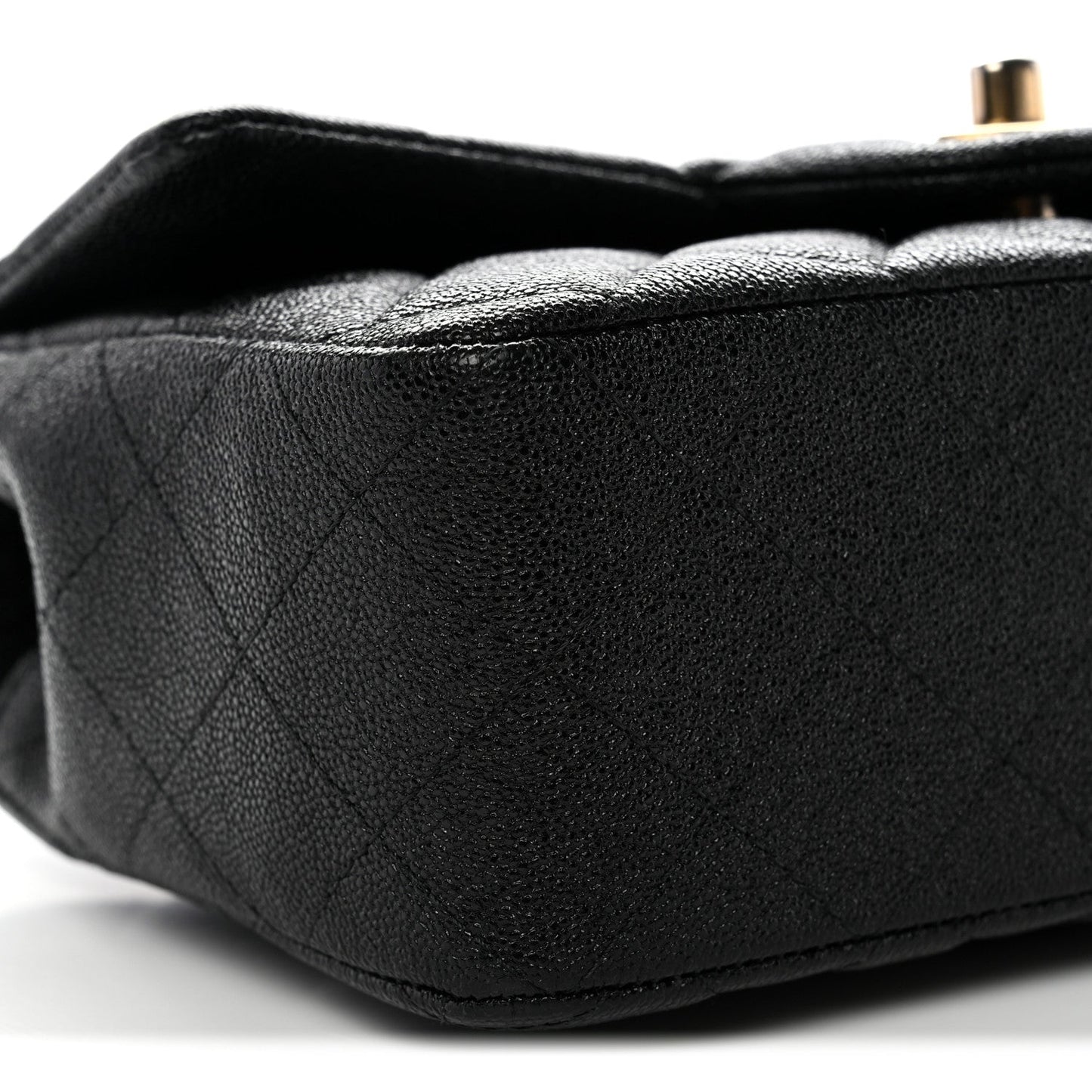 Caviar Quilted Mini Top Handle Rectangular Flap Black