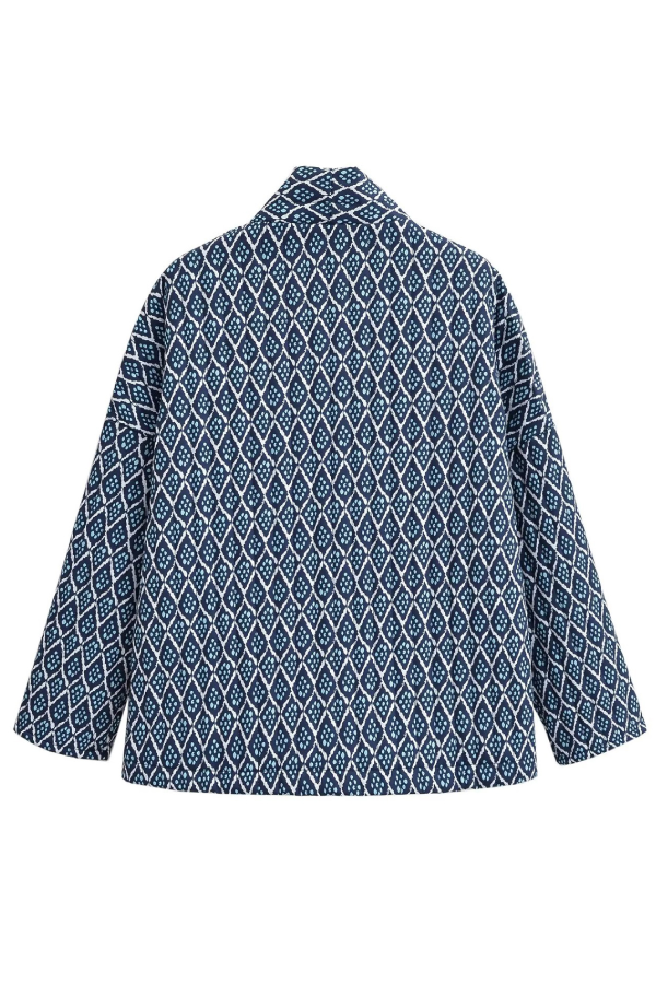 Chaqueta holgada de algodón ligero con estampado de diamantes 