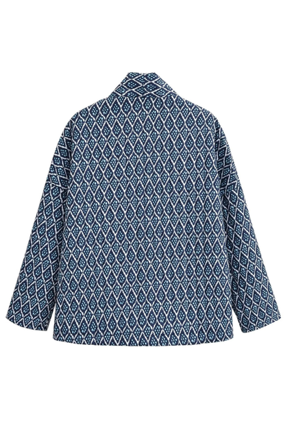 Chaqueta holgada de algodón ligero con estampado de diamantes 