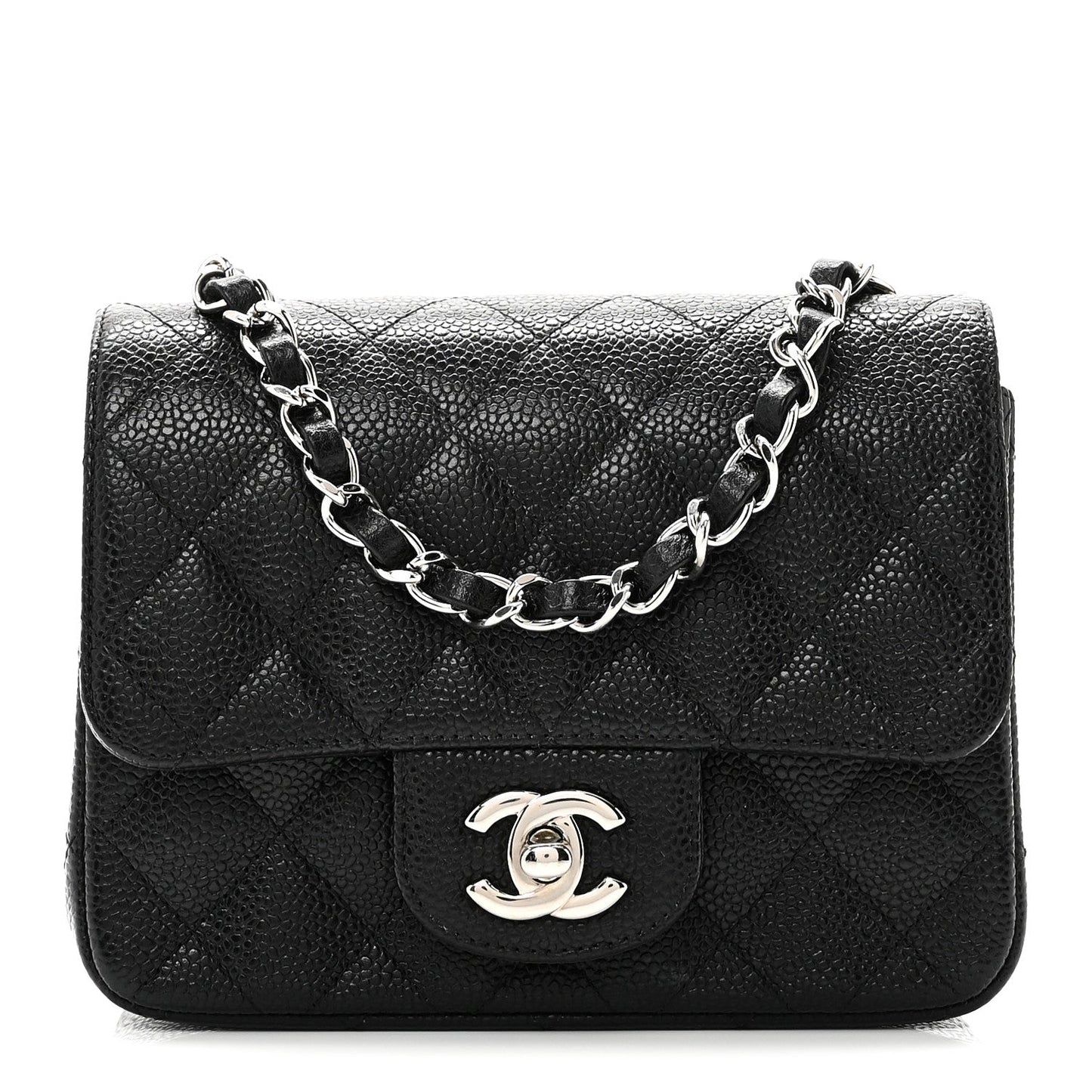 Caviar Quilted Mini Square Flap Black