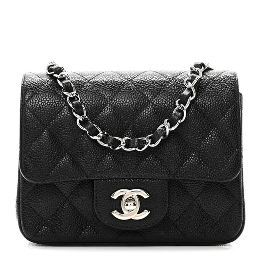 Caviar Quilted Mini Square Flap Black