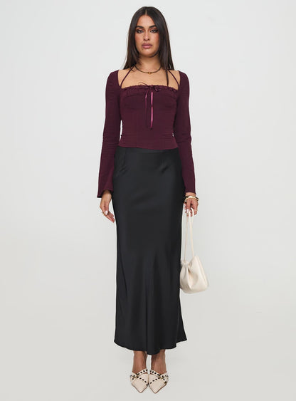 Trynia Long Sleeve Top Burgundy