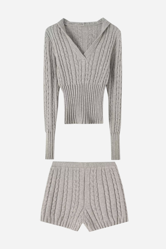 Conjunto de sudadera con capucha y pantalón corto de punto Erica 