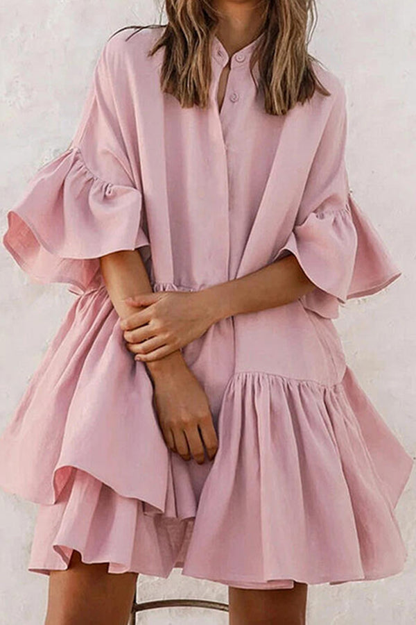 Vestido suelto de gasa de color liso de alta gama 