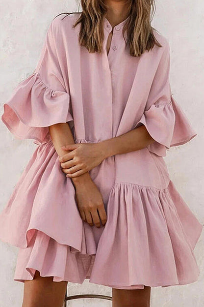 Vestido suelto de gasa de color liso de alta gama 