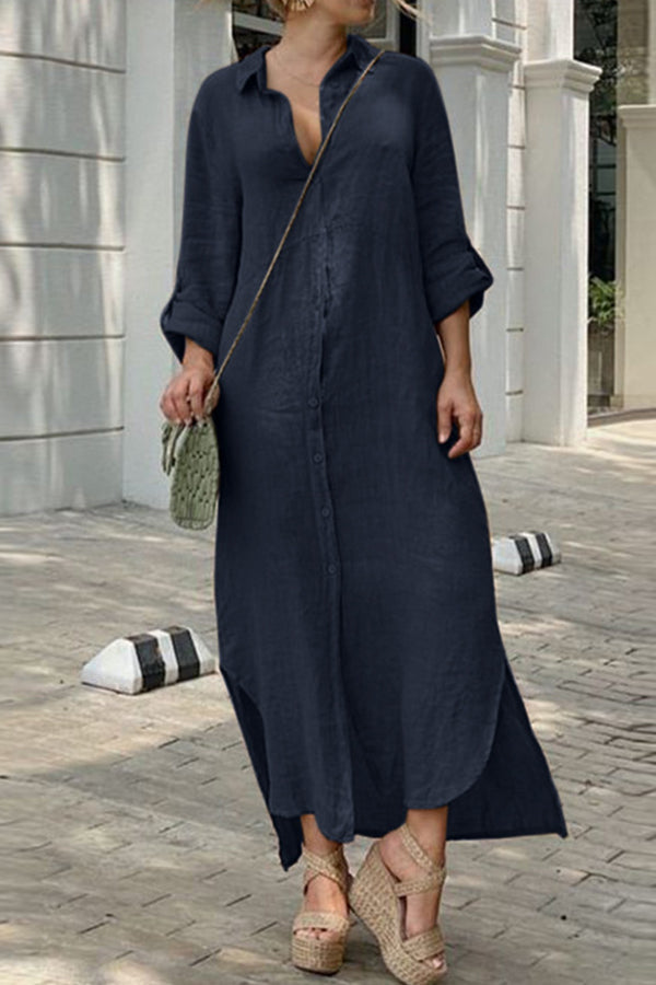VESTIDO CON CUELLO CAMISA Y BOTONES