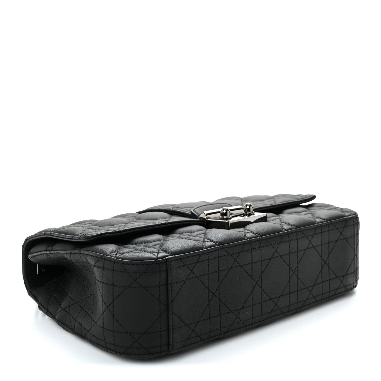 Ultra Matte Calfskin Cannage Medium Miss Dior Flap Black