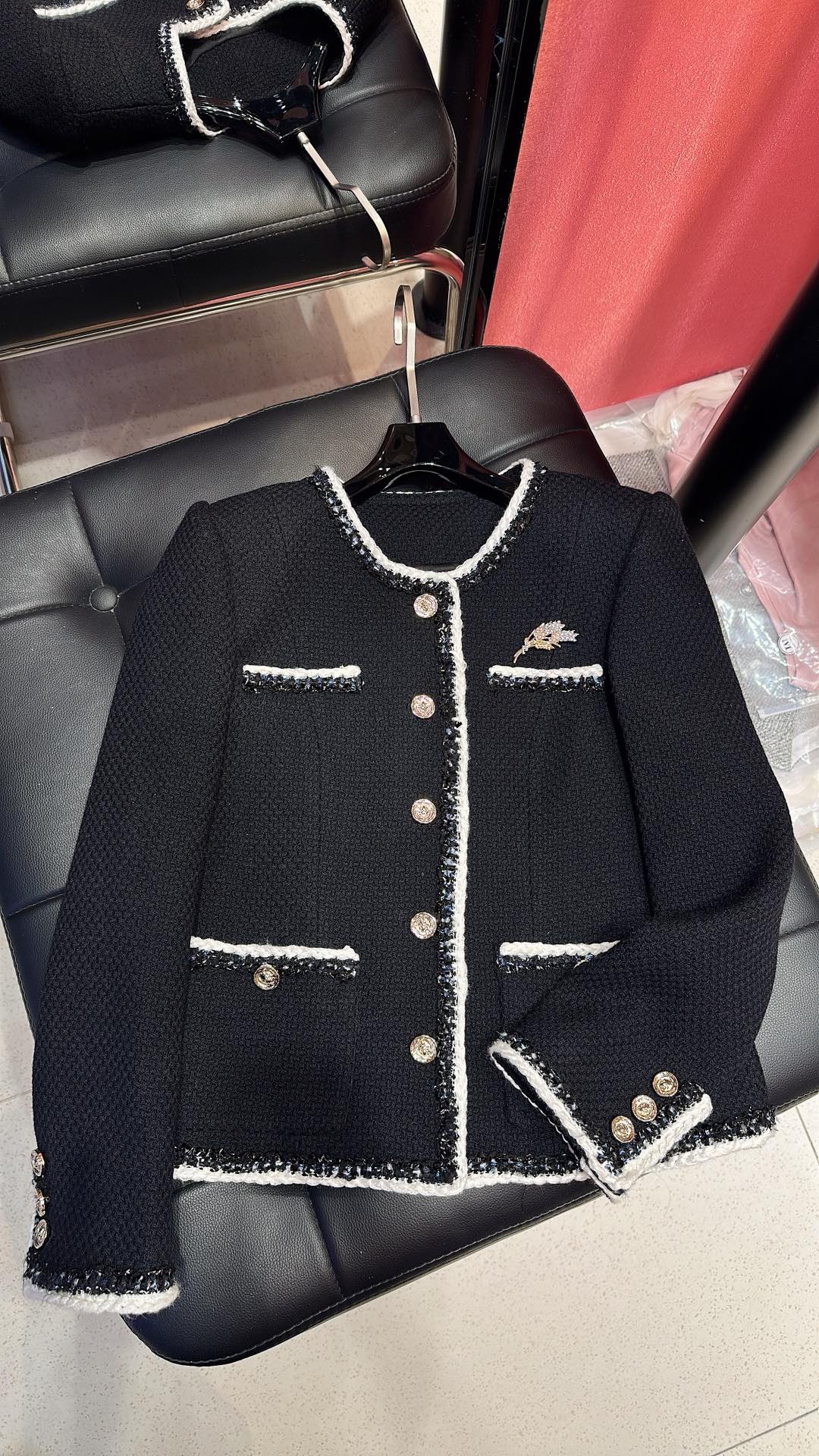 CC 25SS Classic Fragrance Style Jacket Black Wool