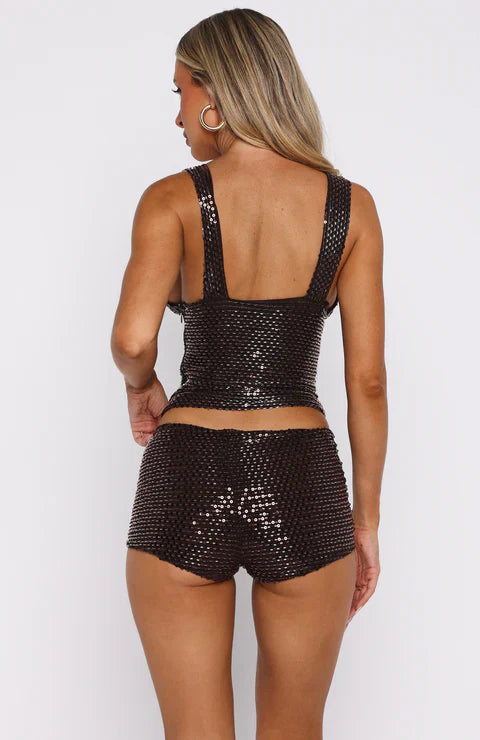 The Glitterati Beaded Top Chartreuse
