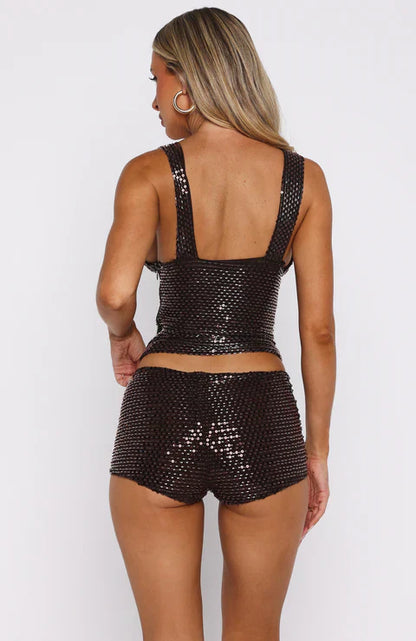 The Glitterati Beaded Top Chartreuse