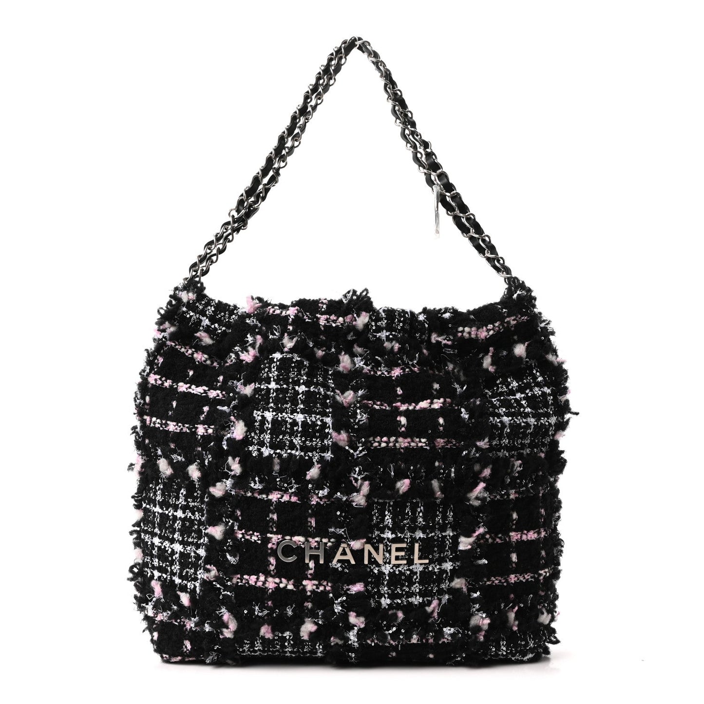 Tweed Patchwork Quilted Small Chanel 22 Black Pink White