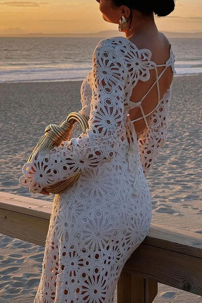 Vestido largo con espalda de crochet y cordones Forever Sunsets