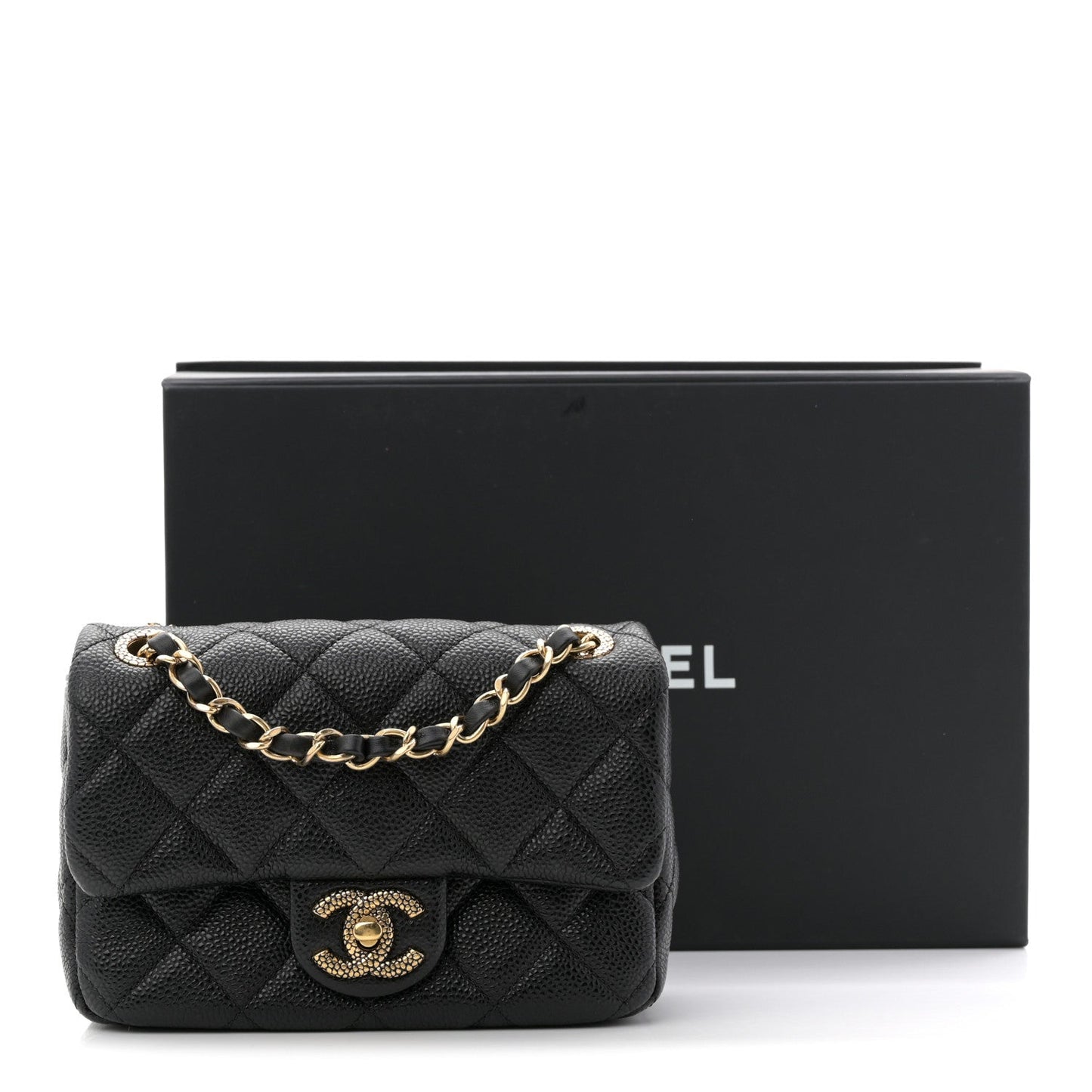 Grained Lambskin Quilted Mini Flap Black