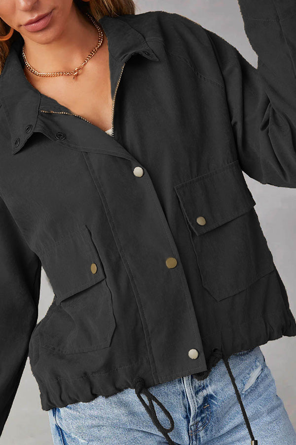 Chaqueta midi de dos bolsillos con múltiples botones y solapa de cuadros cepillados
