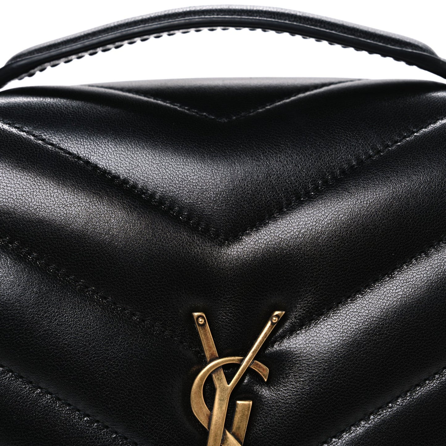 Lambskin Chevron Quilted Medium Loulou Black