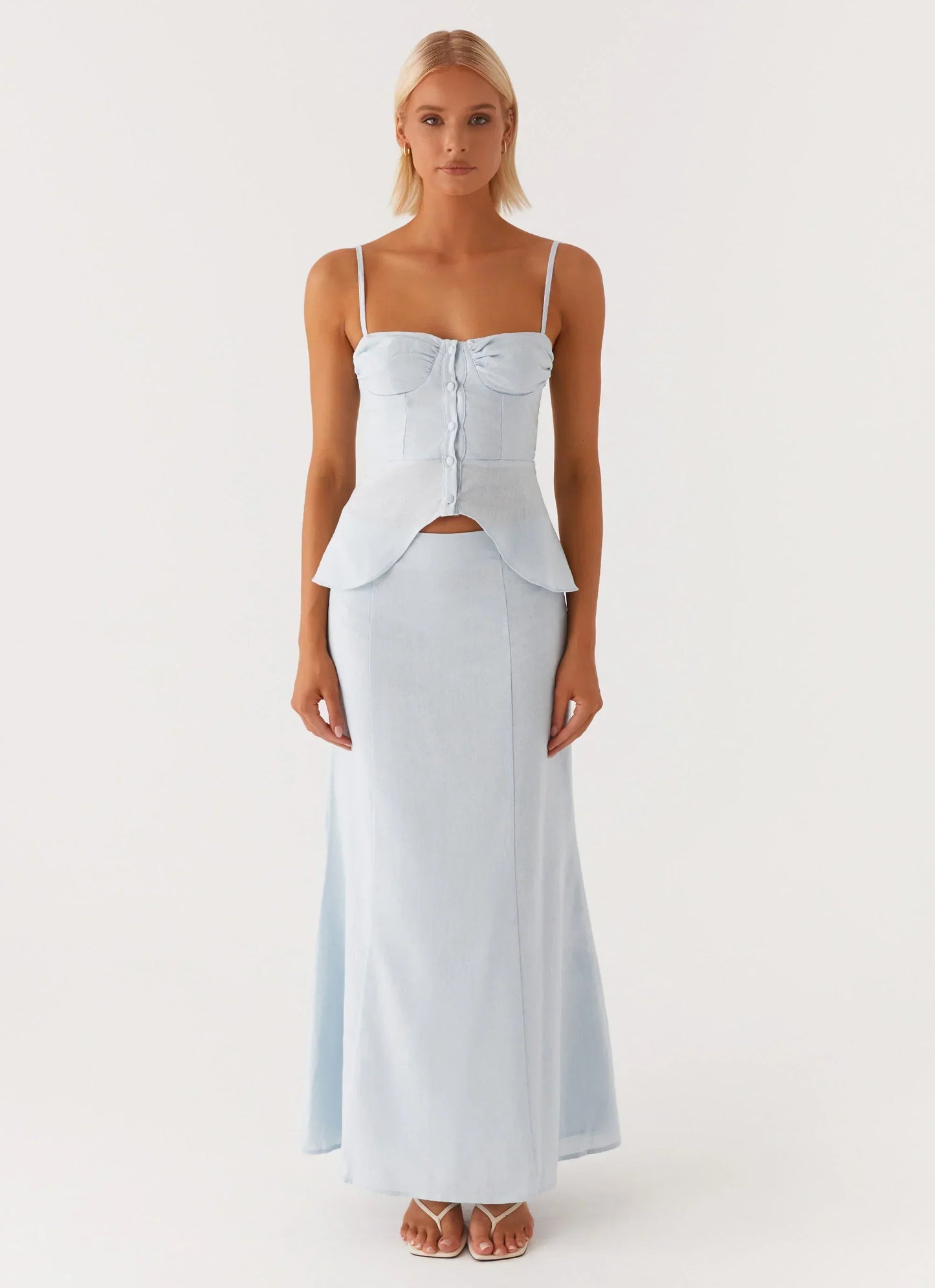 Keep Moving Gathered Bust Top - Blue